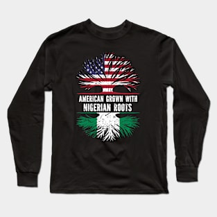 American Grown with Nigerian Roots USA Flag Long Sleeve T-Shirt